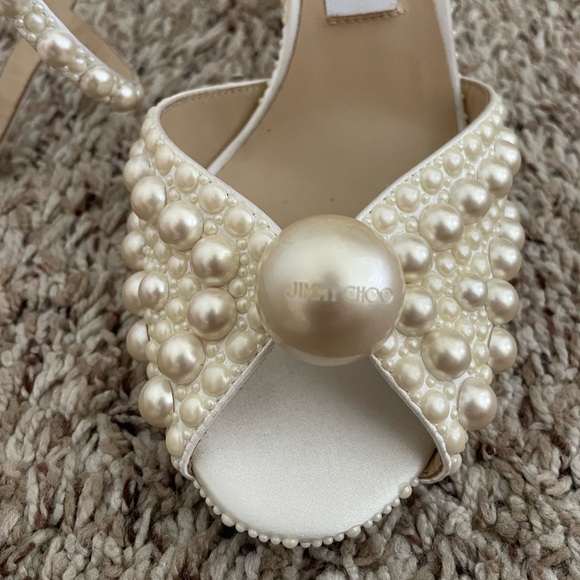 Jimmy Choo Zacaria Pearl 100 Heels Size 37.5 - Picture 9 of 9